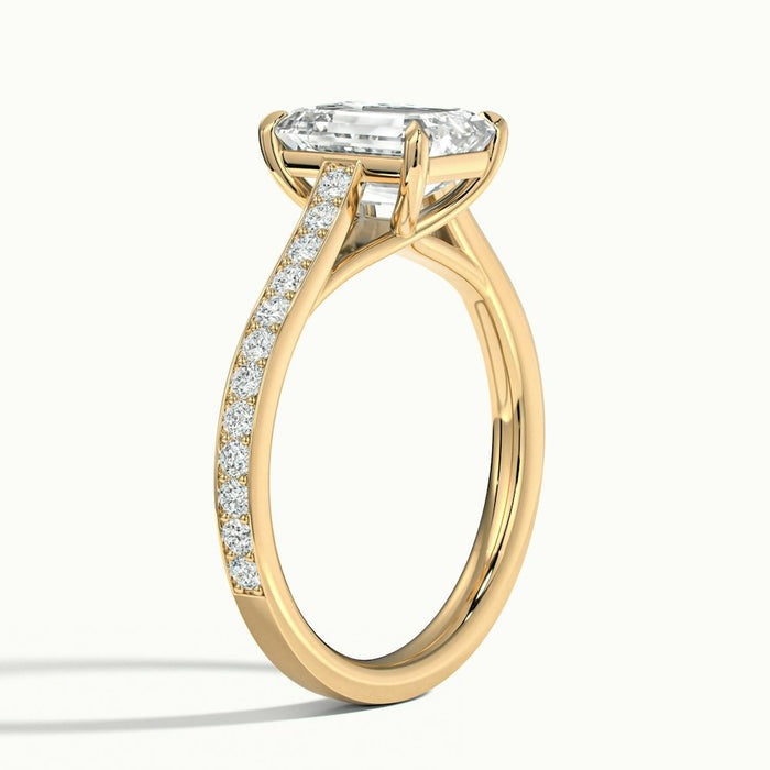 Mystic Emerald Temple Pavé Moissanite Engagement Ring